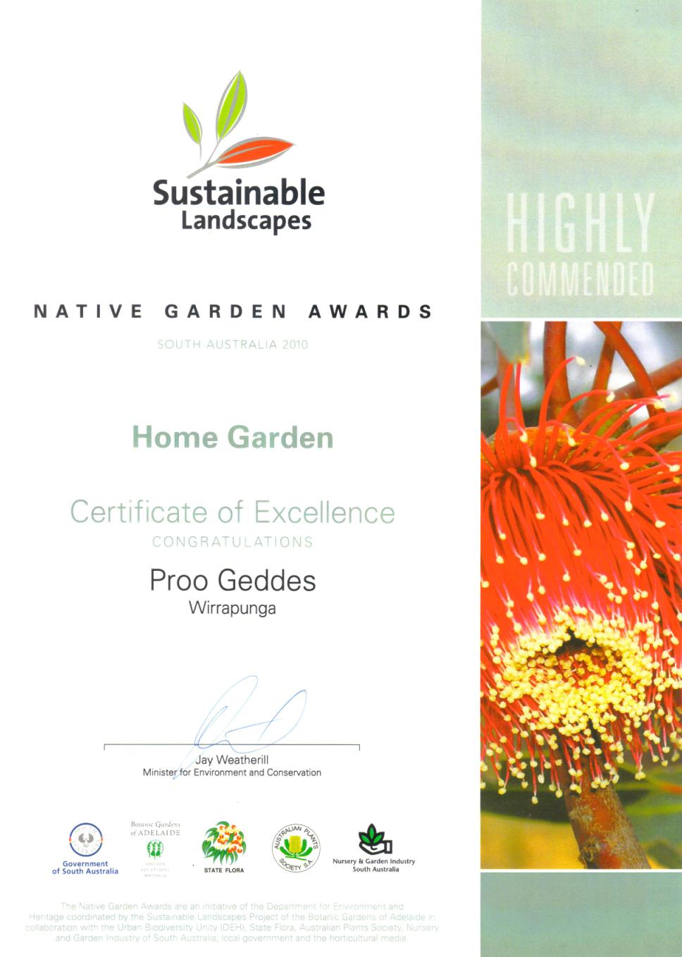 Certificate of excellence